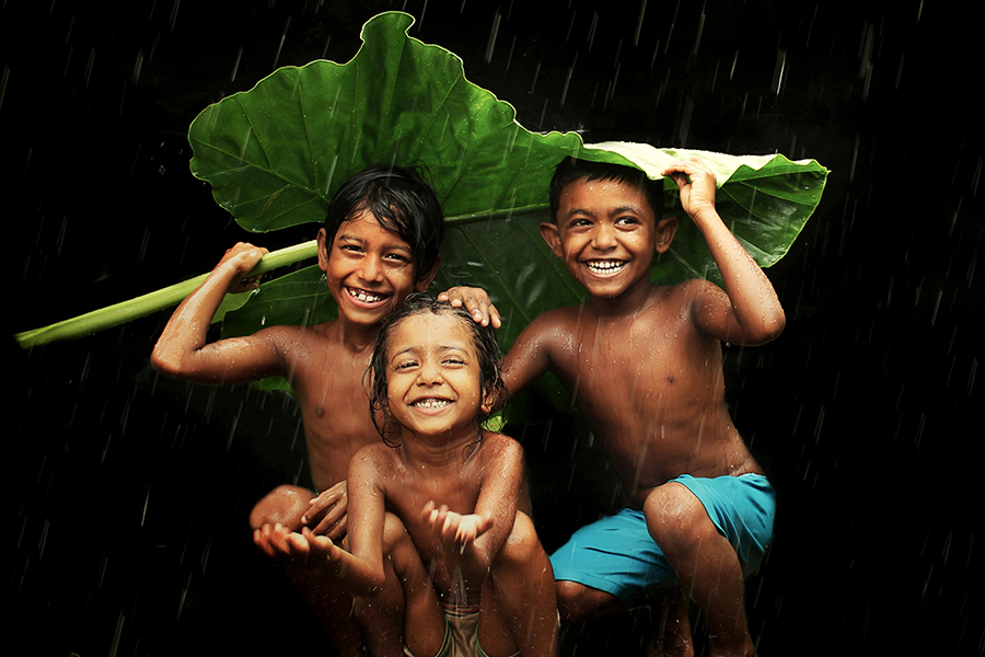 Enjoying the rain together