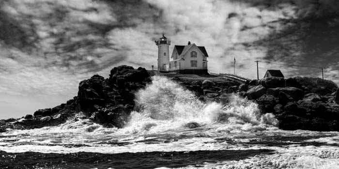 Breaking waves  at Cape Neddick Lighthouse