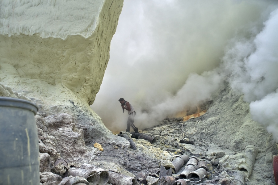 Sulfur hell Kawah Ijen crater