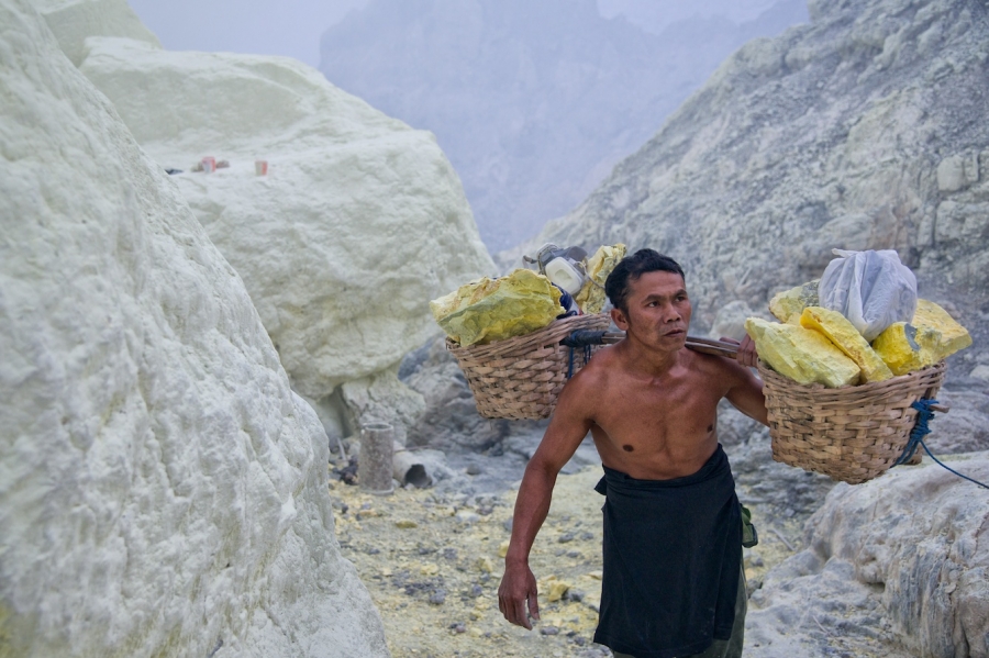 Sulfur hell Kawah Ijen crater