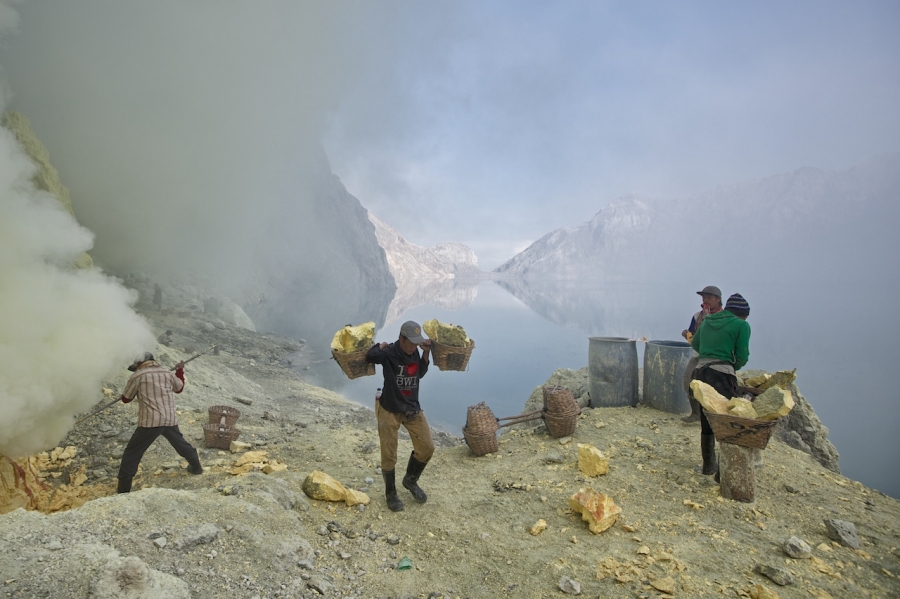 Sulfur hell Kawah Ijen crater