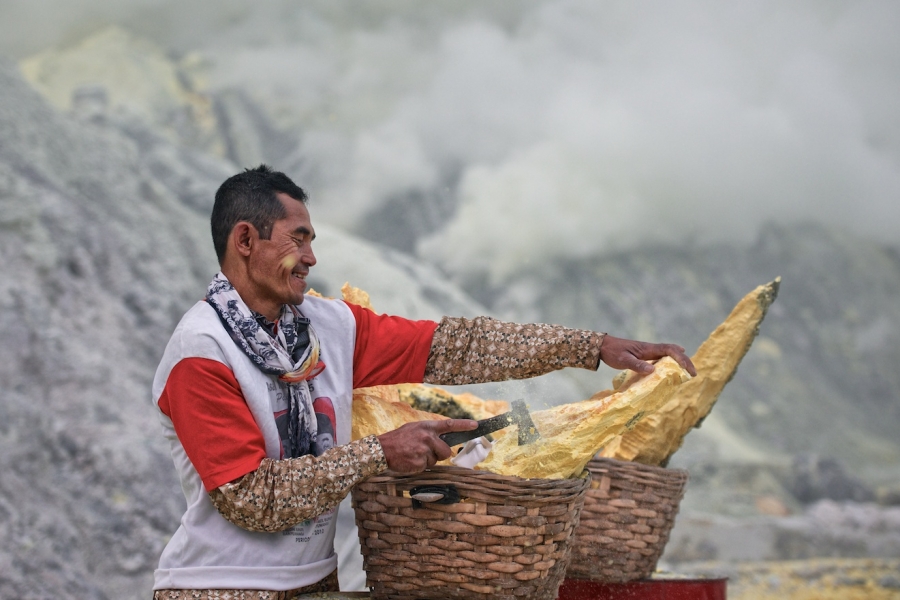 Sulfur hell Kawah Ijen crater