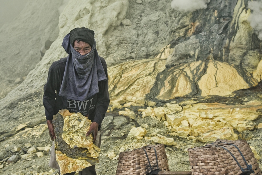 Sulfur hell Kawah Ijen crater