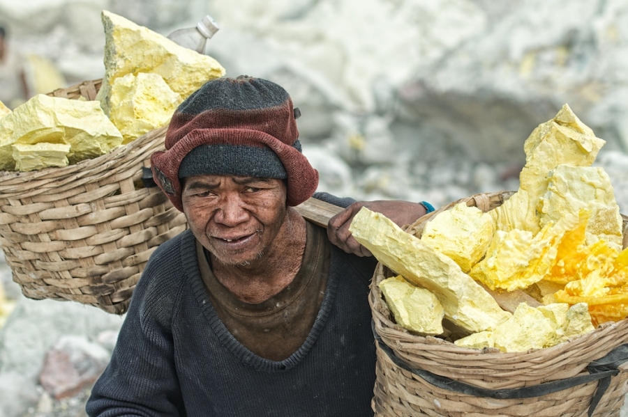Sulfur hell Kawah Ijen crater