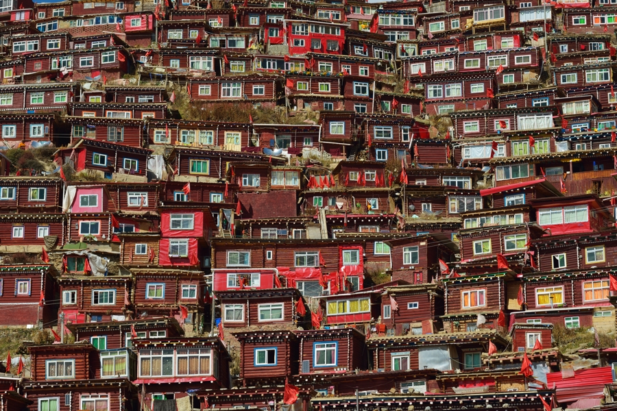 Little houses of Tibetan Buddhist nuns