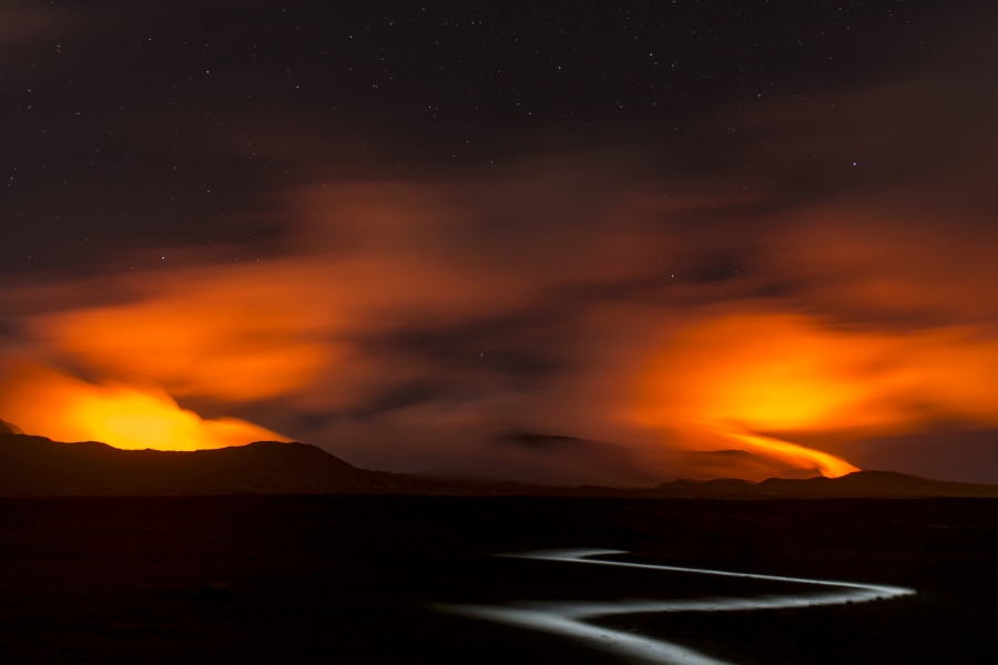 Human being at the volcano