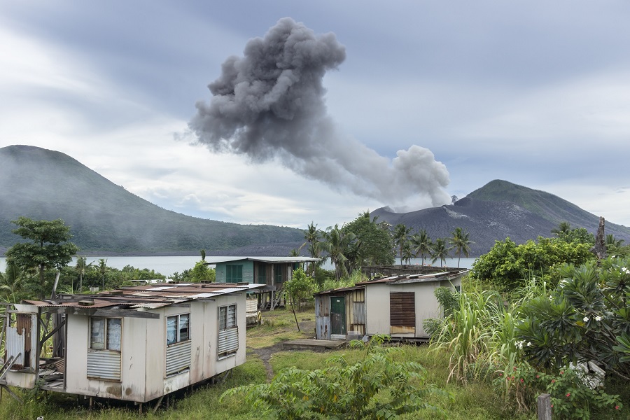 Human being at the volcano
