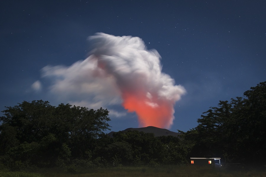 Human being at the volcano