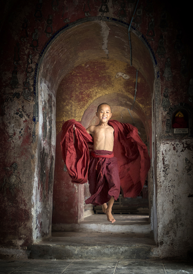 Running Novice Monks of Myanmar