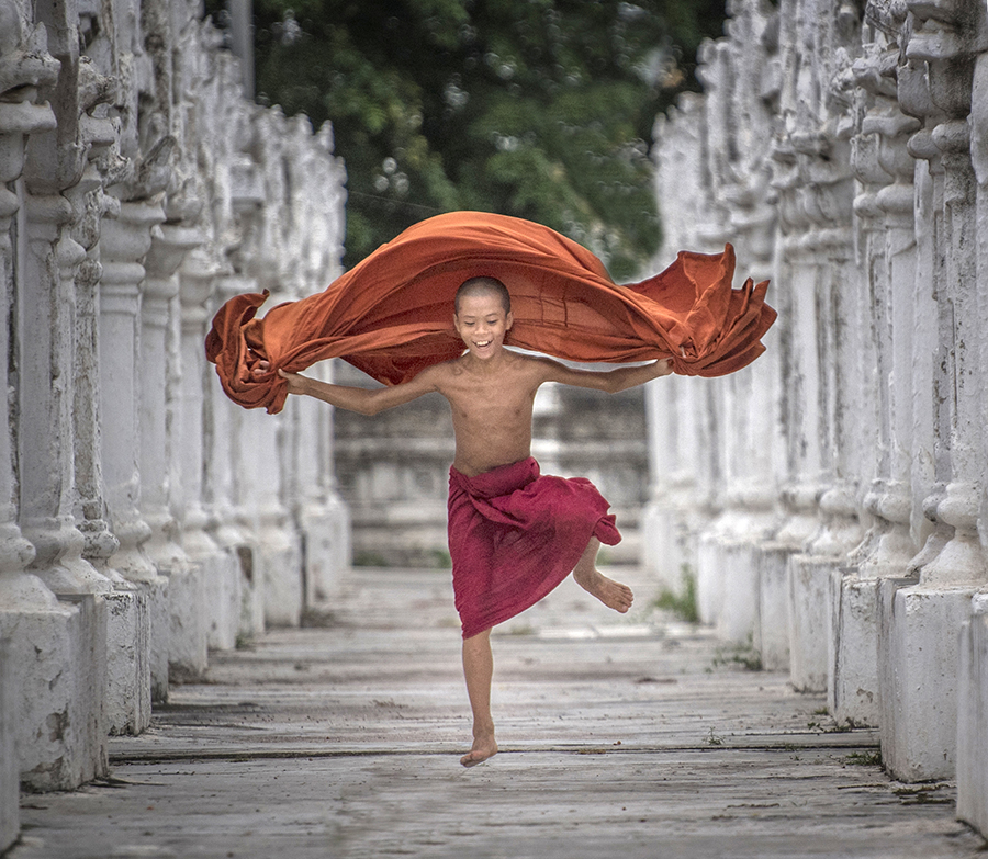 Running Novice Monks of Myanmar