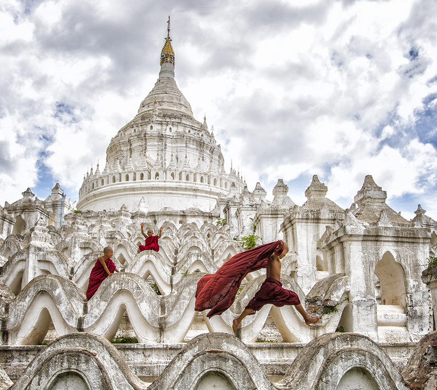 Running Novice Monks of Myanmar