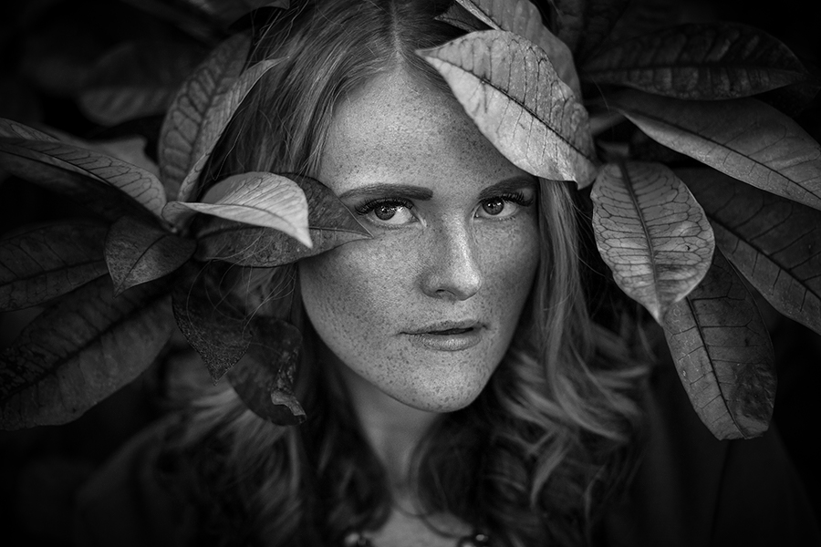 Sara with leaves