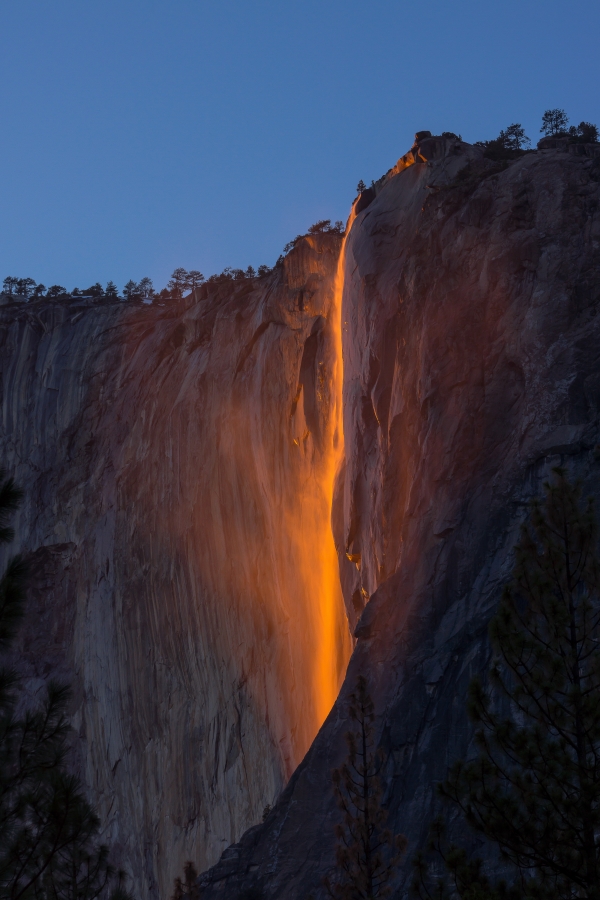 Fire waterfalls at Yosemite national park
