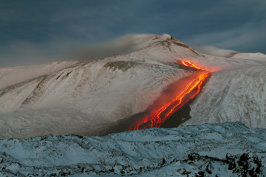eruption at dawn