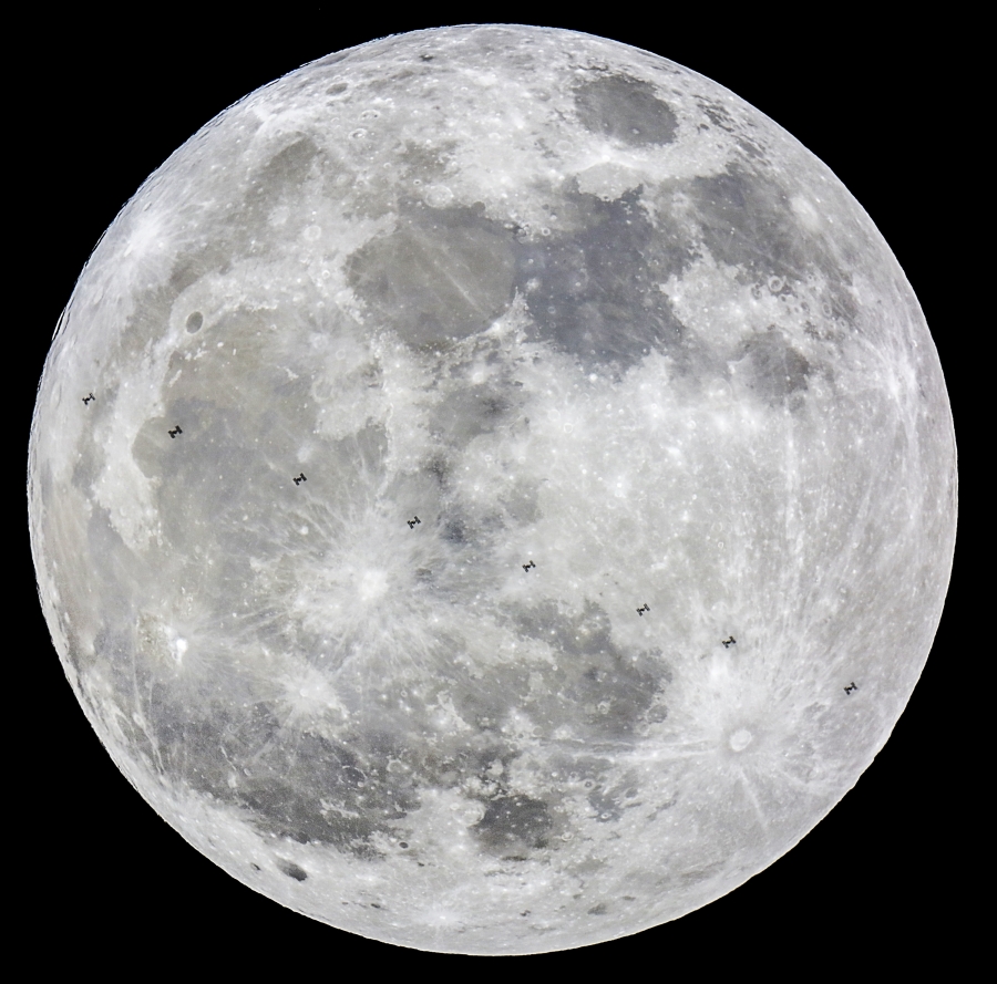 Supermoon and International Space Station