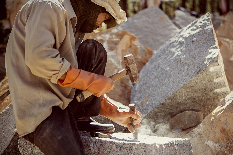 The hard work with granite