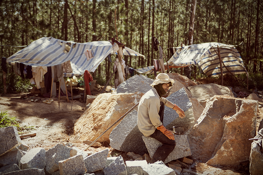 The hard work with granite