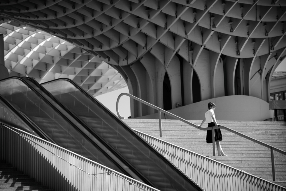 A girl in the city.