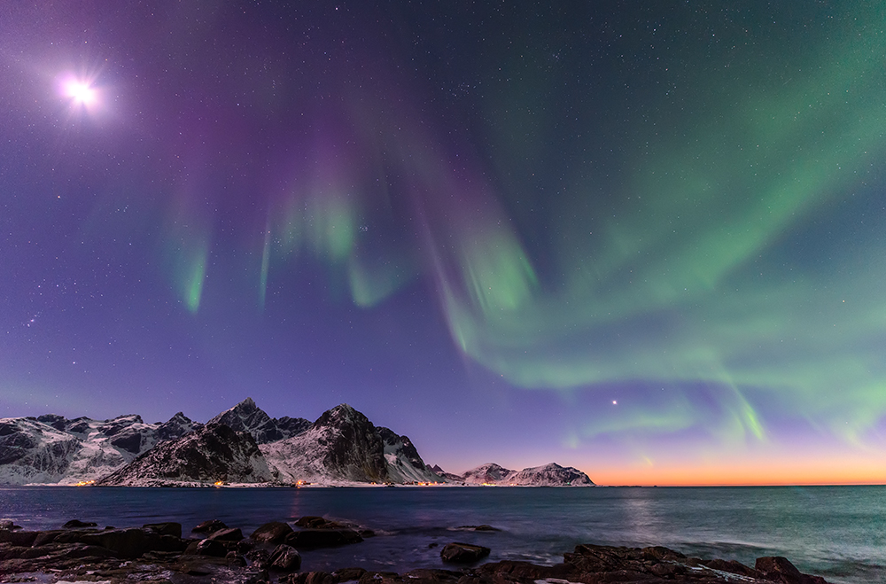 Moon, Venus and Aurora