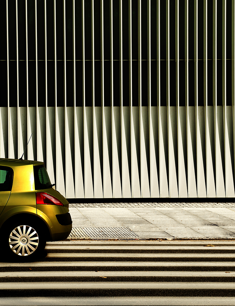 Street abstractions with a  philharmonic in the background .