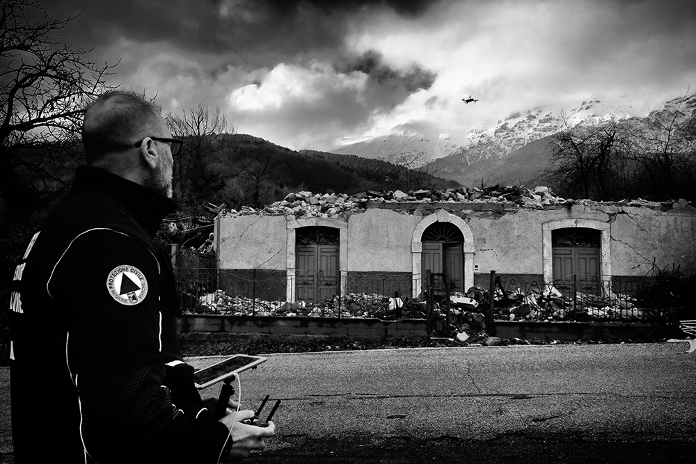 After the earthquake Pilot Drone
