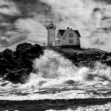 Breaking waves  at Cape Neddick Lighthouse
