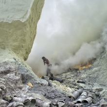 Sulfur hell Kawah Ijen crater