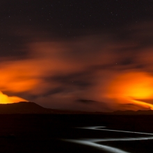 Human being at the volcano