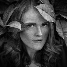Sara with leaves