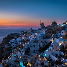 First lights in Santorini