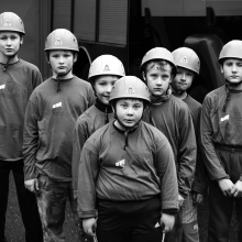 Team of young firefighters
